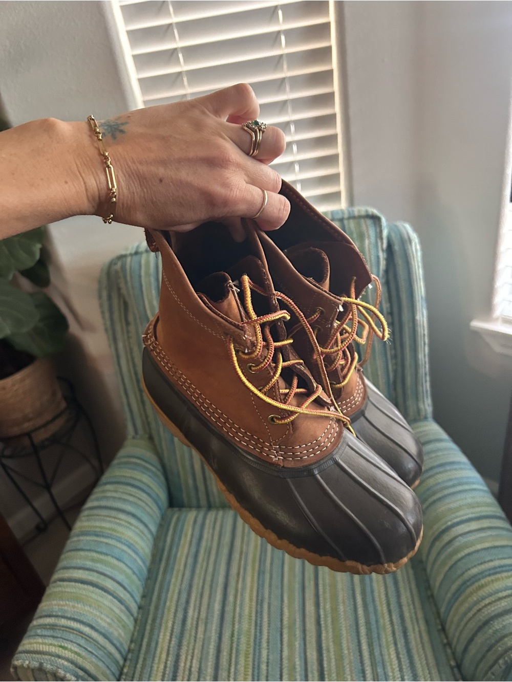 Women’s LL Bean Brown Duck Boots with Dark Rubber Toe